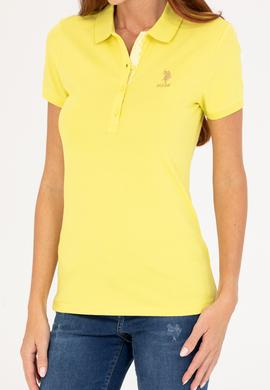 Kadın Neon Sarı Basic Polo Yaka Tişört - 50262694191