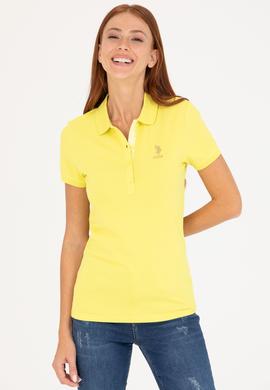 Kadın Neon Sarı Basic Polo Yaka Tişört - 50262694191