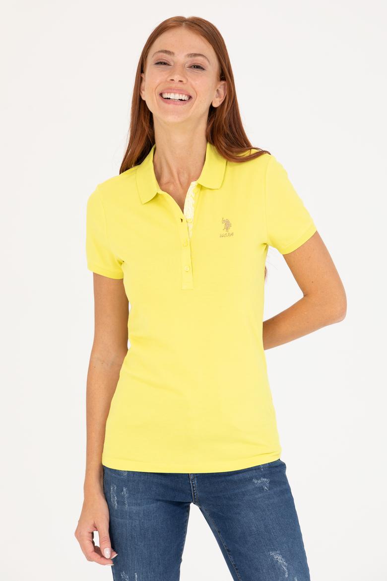 Kadın Neon Sarı Basic Polo Yaka Tişört