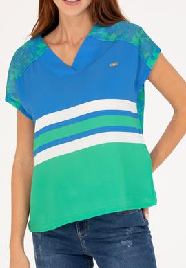 Kadın Saks V Yaka Tişört - 50263602019