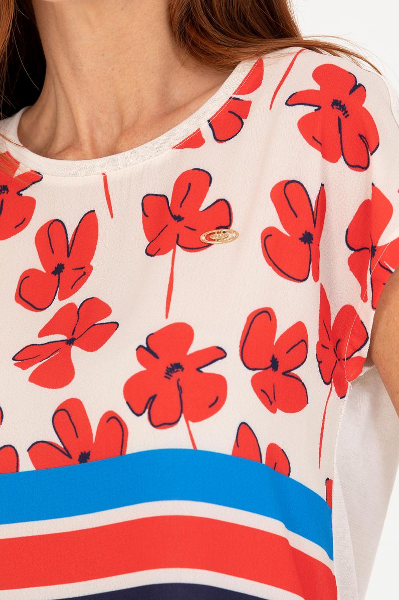 Kadın Krem Bisiklet Yaka Tişört