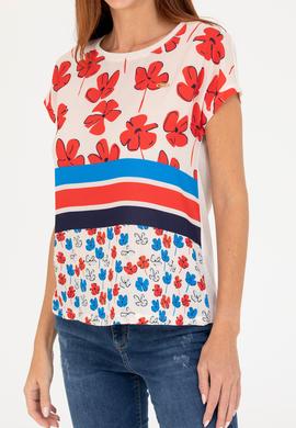 Kadın Krem Bisiklet Yaka Tişört - 50265947013