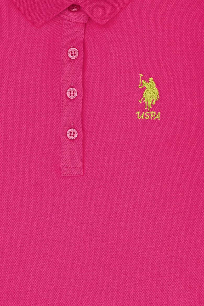 Kız Çocuk Fuşya Polo Yaka Kısa Kol Örme Elbise - 50271860001