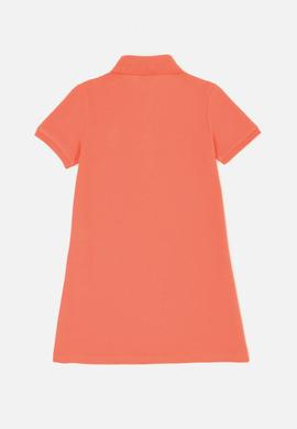 Kız Çocuk Somon Polo Yaka Kısa Kol Örme Elbise - 50271860012