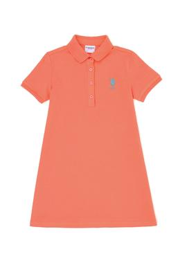 Kız Çocuk Somon Polo Yaka Kısa Kol Örme Elbise - 50271860012