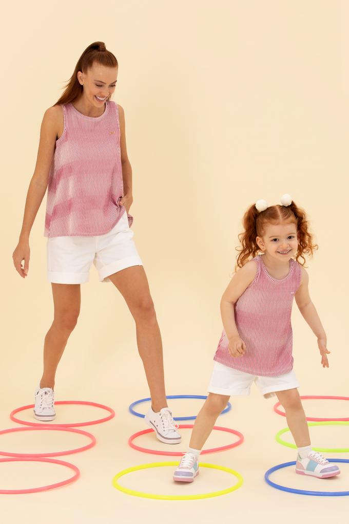 Kadın Pembe Bisiklet Yaka Kolsuz Tişört