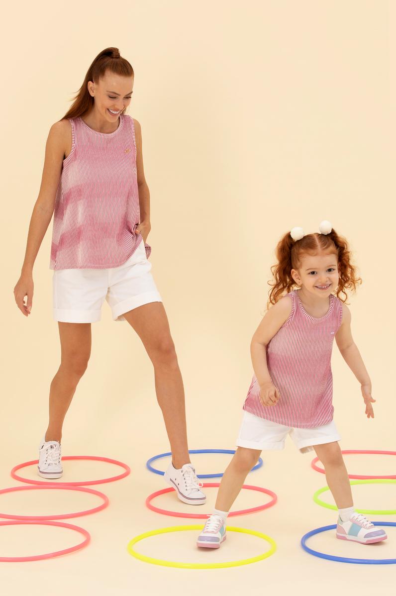 Kadın Pembe Bisiklet Yaka Kolsuz Tişört