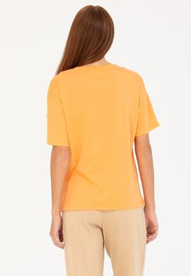 Kadın Turuncu Bisiklet Yaka Tişört - 50266330013