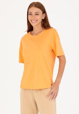 Kadın Turuncu Bisiklet Yaka Tişört - 50266330013