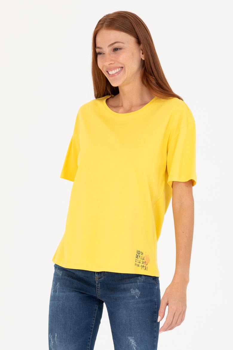 Kadın Sarı Bisiklet Yaka Tişört - 50266330060
