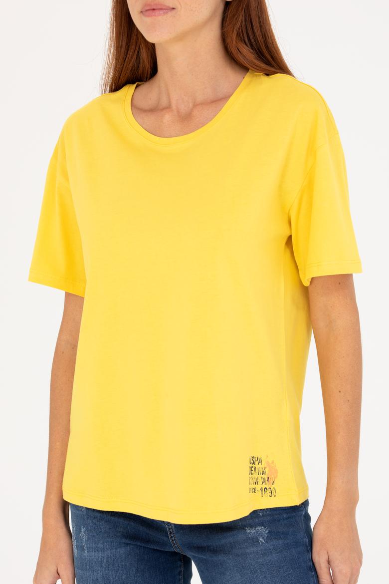 Kadın Sarı Bisiklet Yaka Tişört - 50266330060