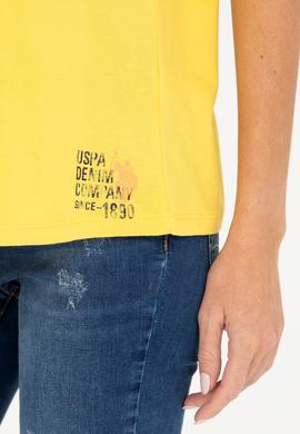 Kadın Sarı Bisiklet Yaka Tişört - 50266330060