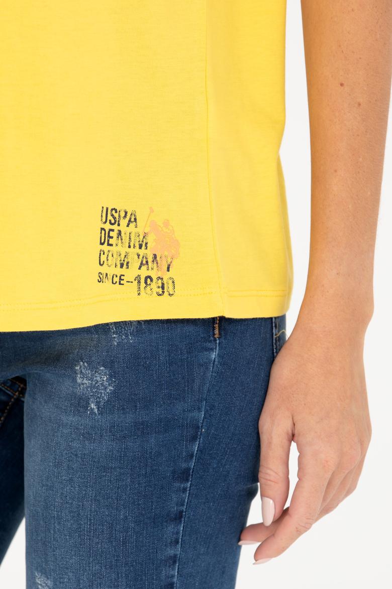 Kadın Sarı Bisiklet Yaka Tişört - 50266330060