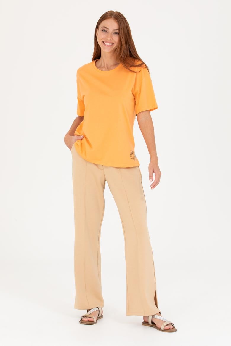 Kadın Camel Örme Pantolon