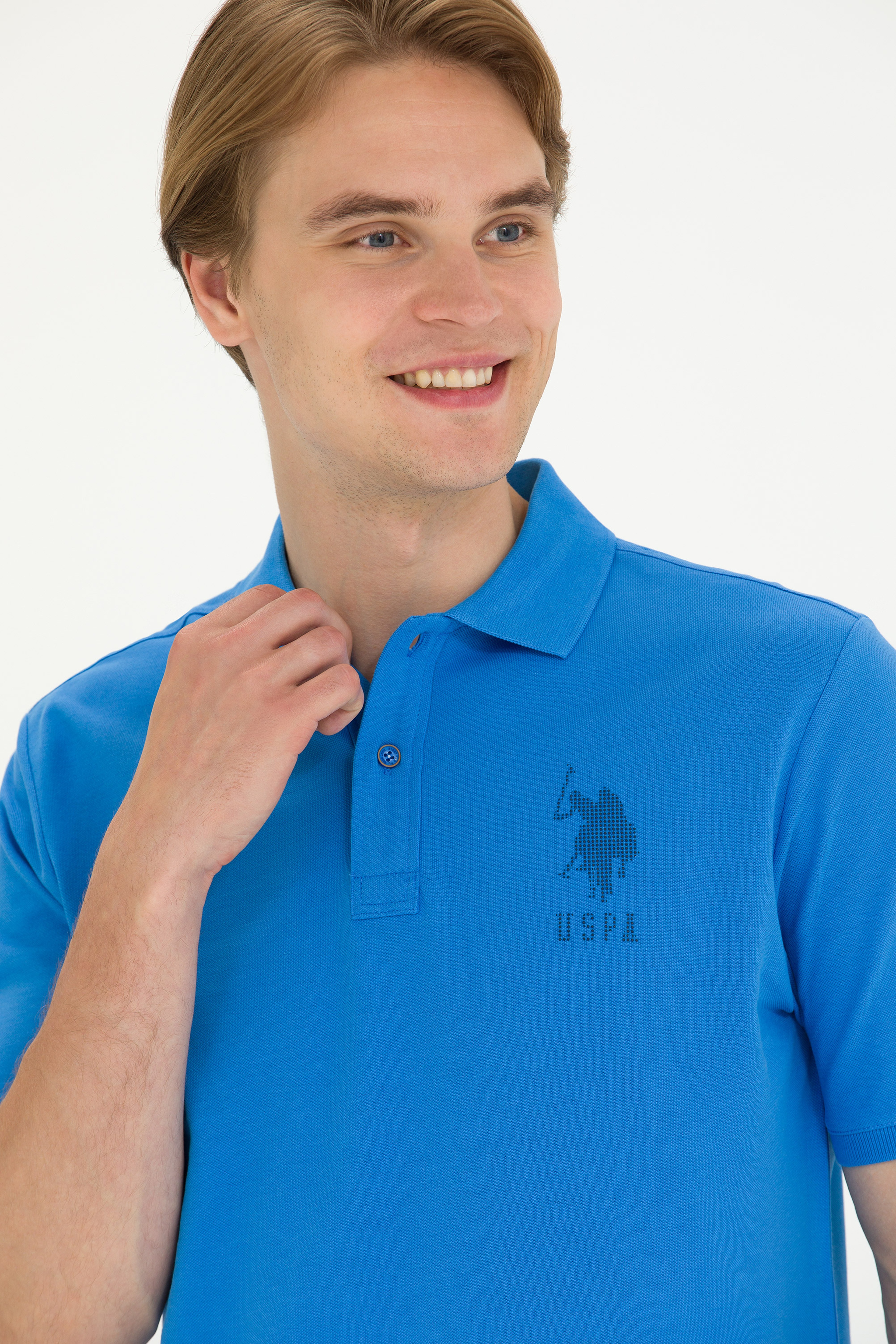 Erkek Saks Polo Yaka Tişört - Image 2