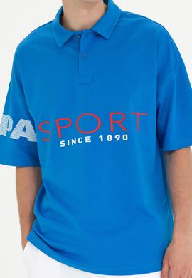 Erkek Saks Oversize Polo Yaka Tişört - 50263571034