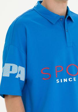 Erkek Saks Oversize Polo Yaka Tişört - 50263571034