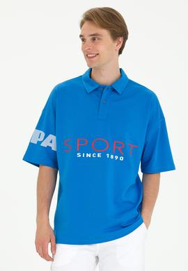 Erkek Saks Oversize Polo Yaka Tişört - 50263571034