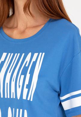 Kadın Saks Bisiklet Yaka Tişört - 50264175027