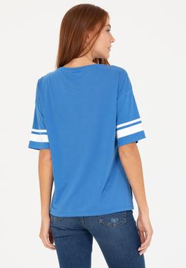 Kadın Saks Bisiklet Yaka Tişört - 50264175027