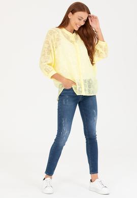 Kadın Açık Sarı Uzun Kollu Gömlek - 50264223011