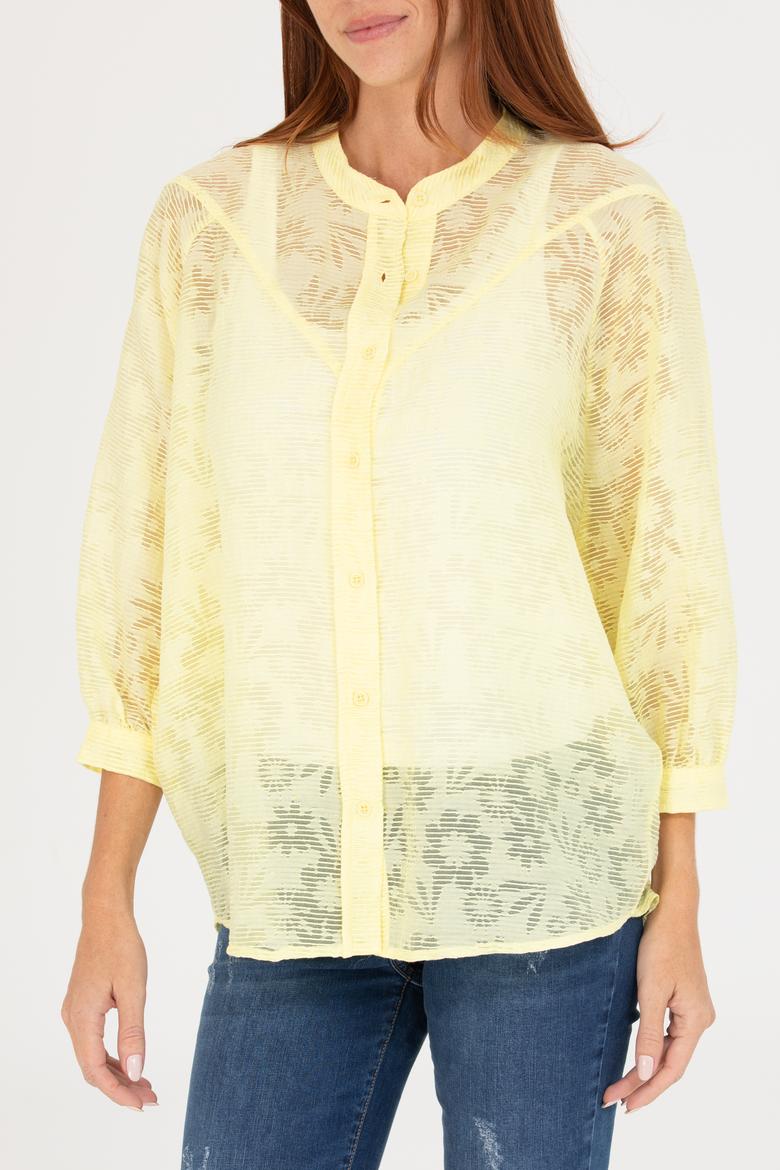 Kadın Açık Sarı Uzun Kollu Gömlek - 50264223011