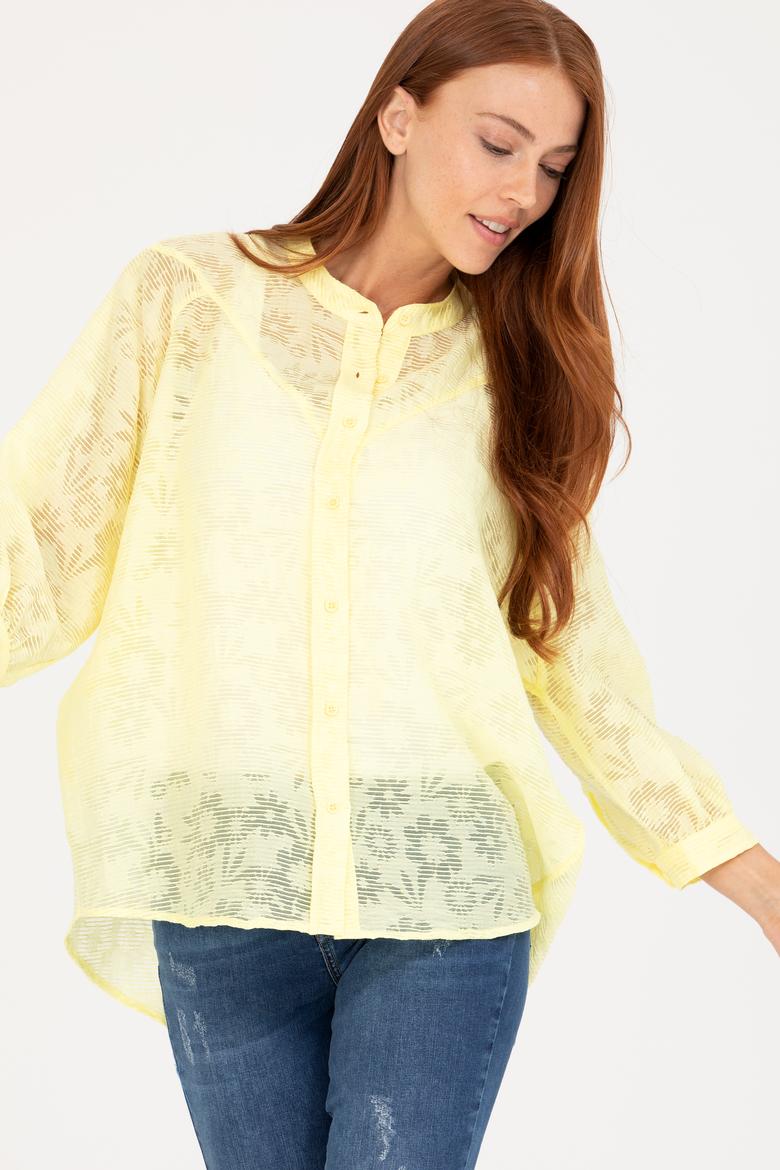 Kadın Açık Sarı Uzun Kollu Gömlek - 50264223011