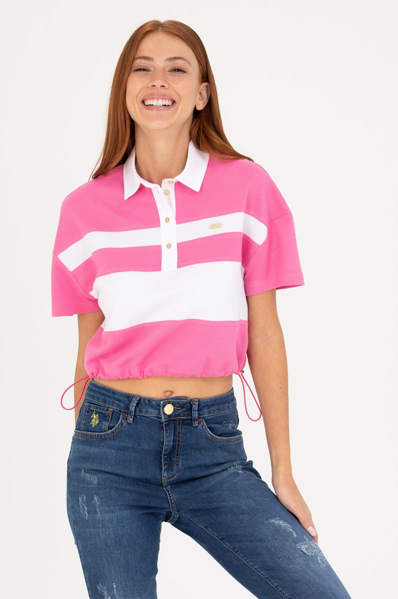 Kadın Pembe Polo Yaka Tişört