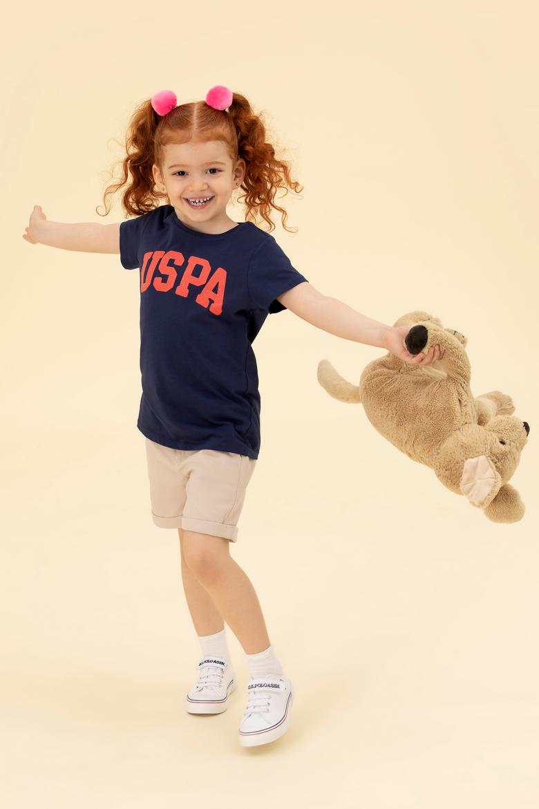 Kız Çocuk Lacivert Basic Bisiklet Yaka Tişört - 50276874033