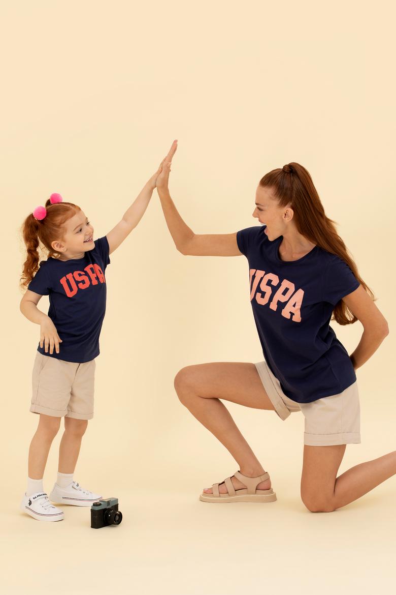 Kız Çocuk Lacivert Basic Bisiklet Yaka Tişört