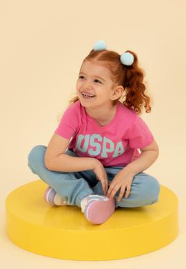 Kız Çocuk Pembe Bisiklet Yaka Tişört - 50276874073