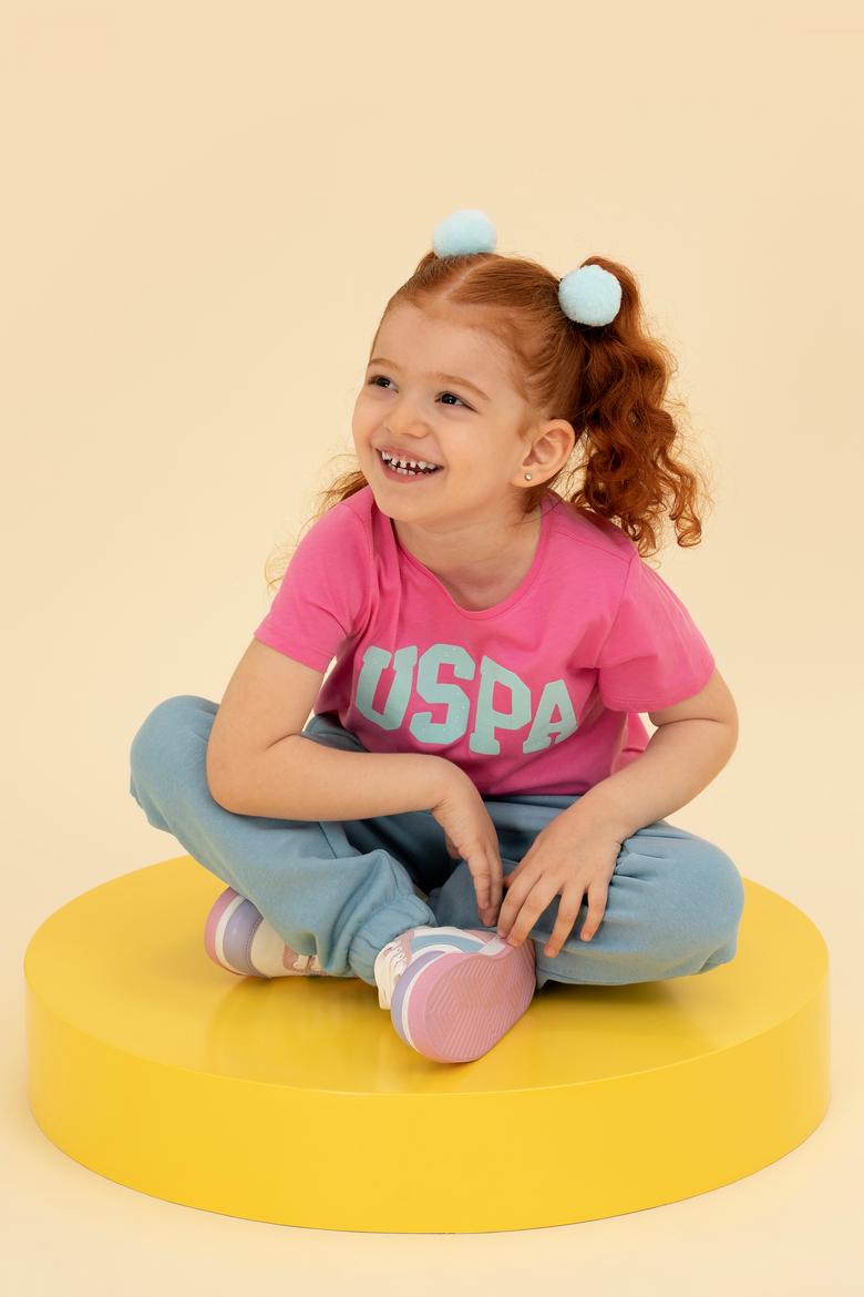 Kız Çocuk Pembe Bisiklet Yaka Tişört - 50276874073