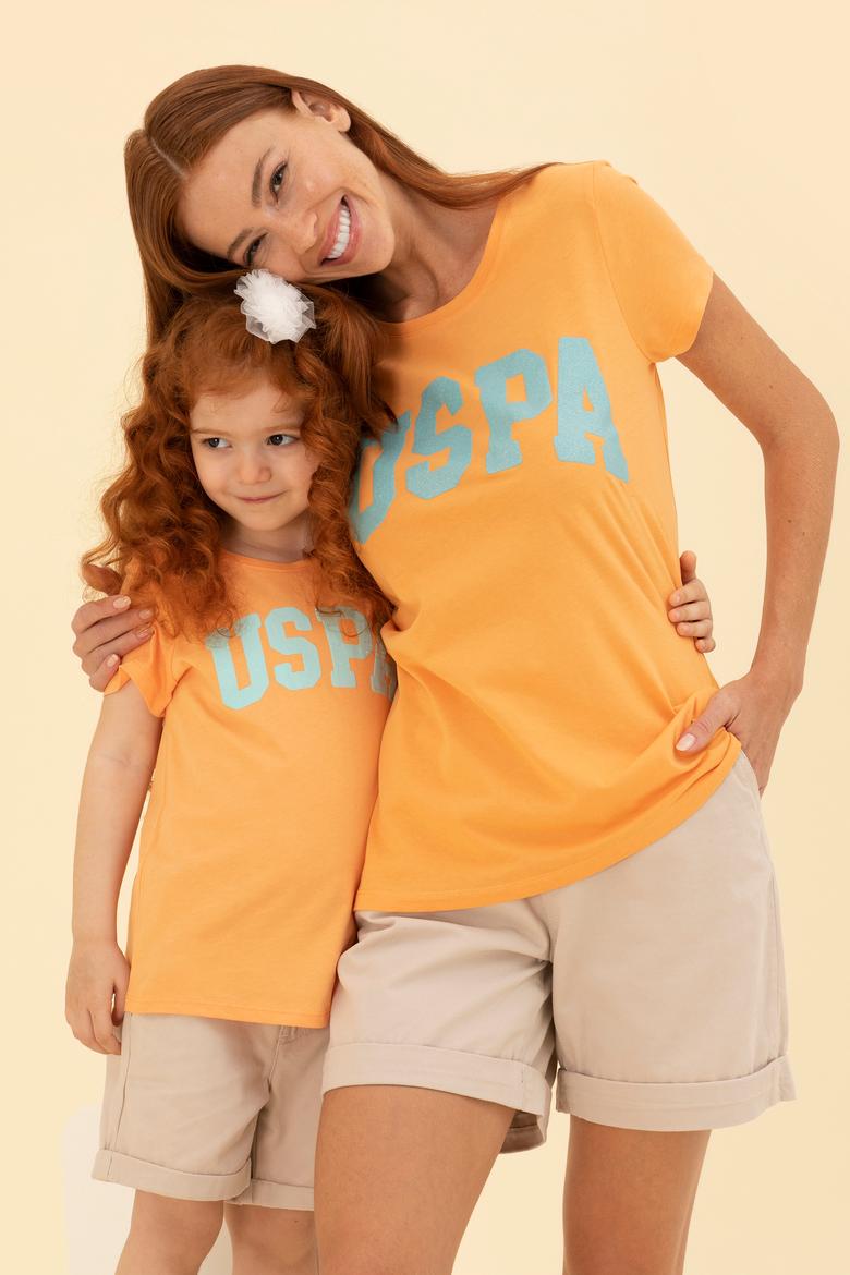 Kız Çocuk Turuncu Bisiklet Yaka Tişört