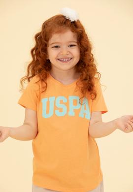 Kız Çocuk Turuncu Bisiklet Yaka Tişört - 50276874058