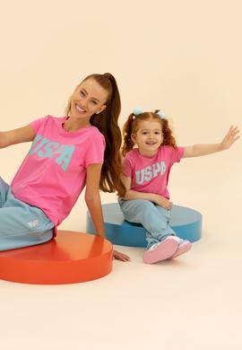 Kız Çocuk Pembe Bisiklet Yaka Tişört - 50276874073