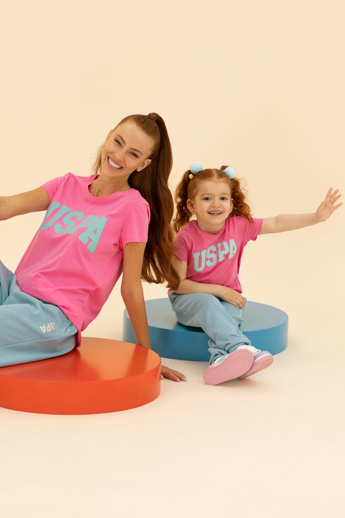 Kız Çocuk Pembe Bisiklet Yaka Tişört