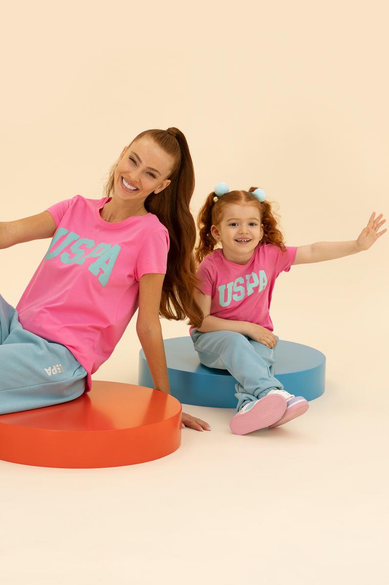 Kız Çocuk Pembe Bisiklet Yaka Tişört