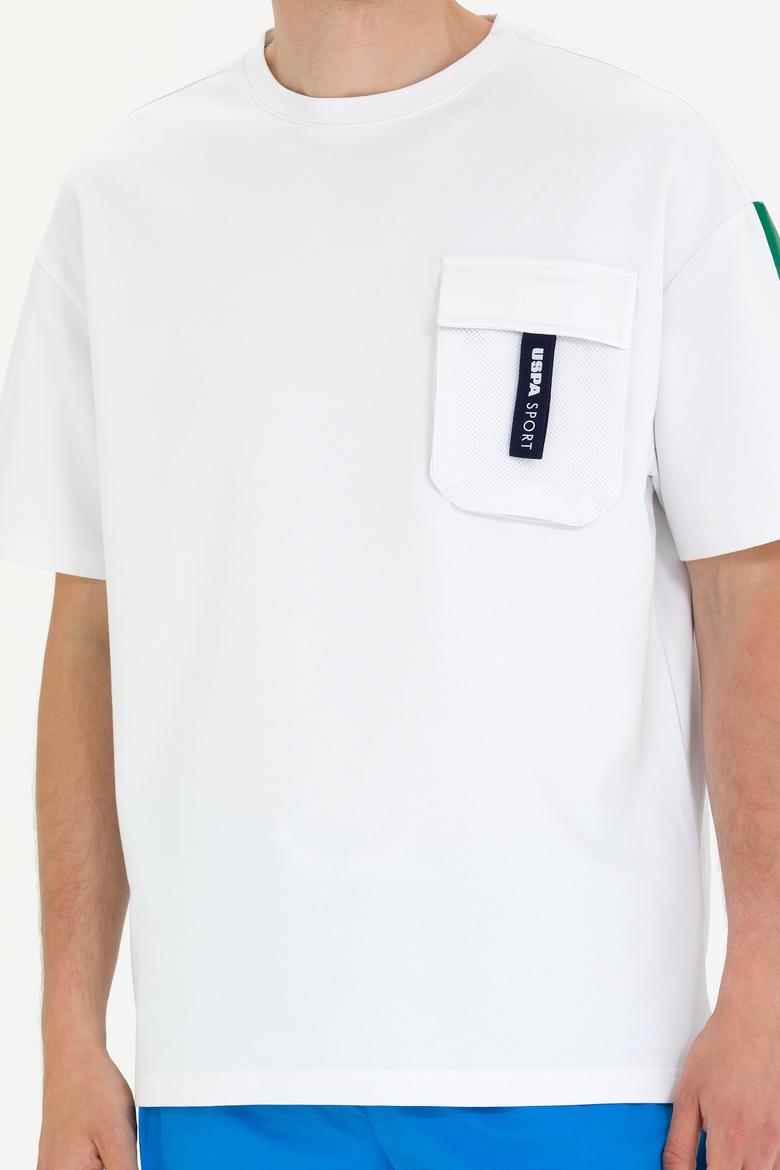 Erkek Beyaz Oversize Bisiklet Yaka Tişört - 50263576023