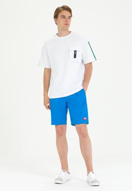 Erkek Beyaz Oversize Bisiklet Yaka Tişört - 50263576023