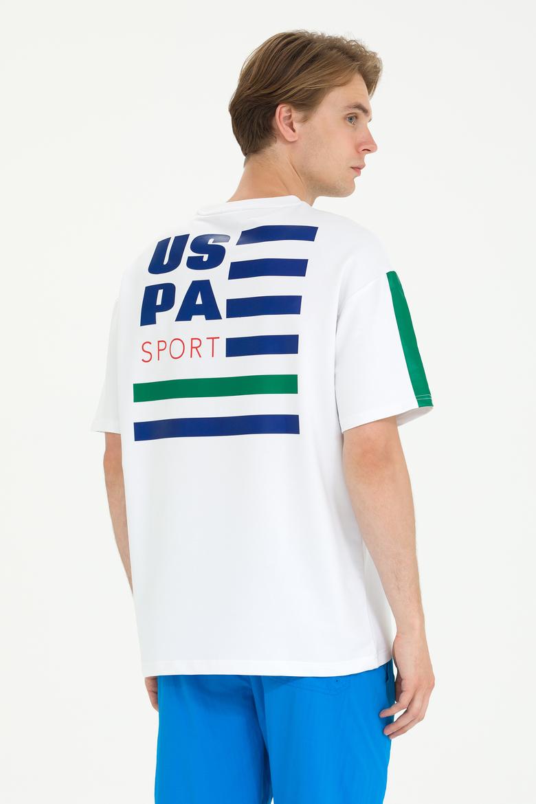 Erkek Beyaz Oversize Bisiklet Yaka Tişört - 50263576023