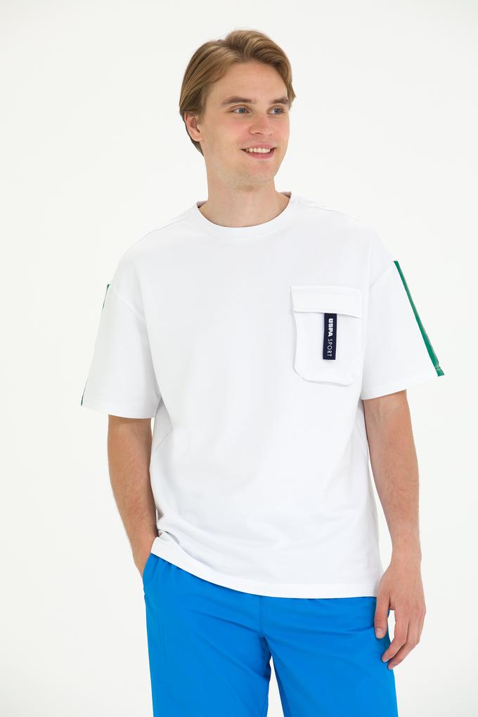 Erkek Beyaz Oversize Bisiklet Yaka Tişört