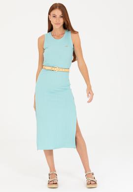 Kadın Mint Bisiklet Yaka Midi Boy Örme Elbise - 50263597041