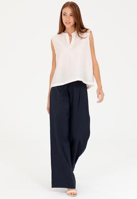 Kadın Krem V Yaka Kolsuz Tişört - 50263674035