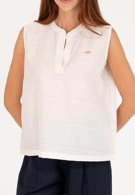 Kadın Krem V Yaka Kolsuz Tişört - 50263674035