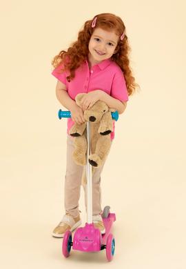 Kız Çocuk Pembe Basic Polo Yaka Tişört - 50271864018