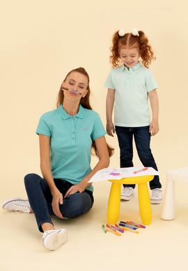 Kız Çocuk Su Yeşili Basic Polo Yaka Tişört - 50271864135