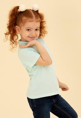 Kız Çocuk Su Yeşili Basic Polo Yaka Tişört - 50271864135
