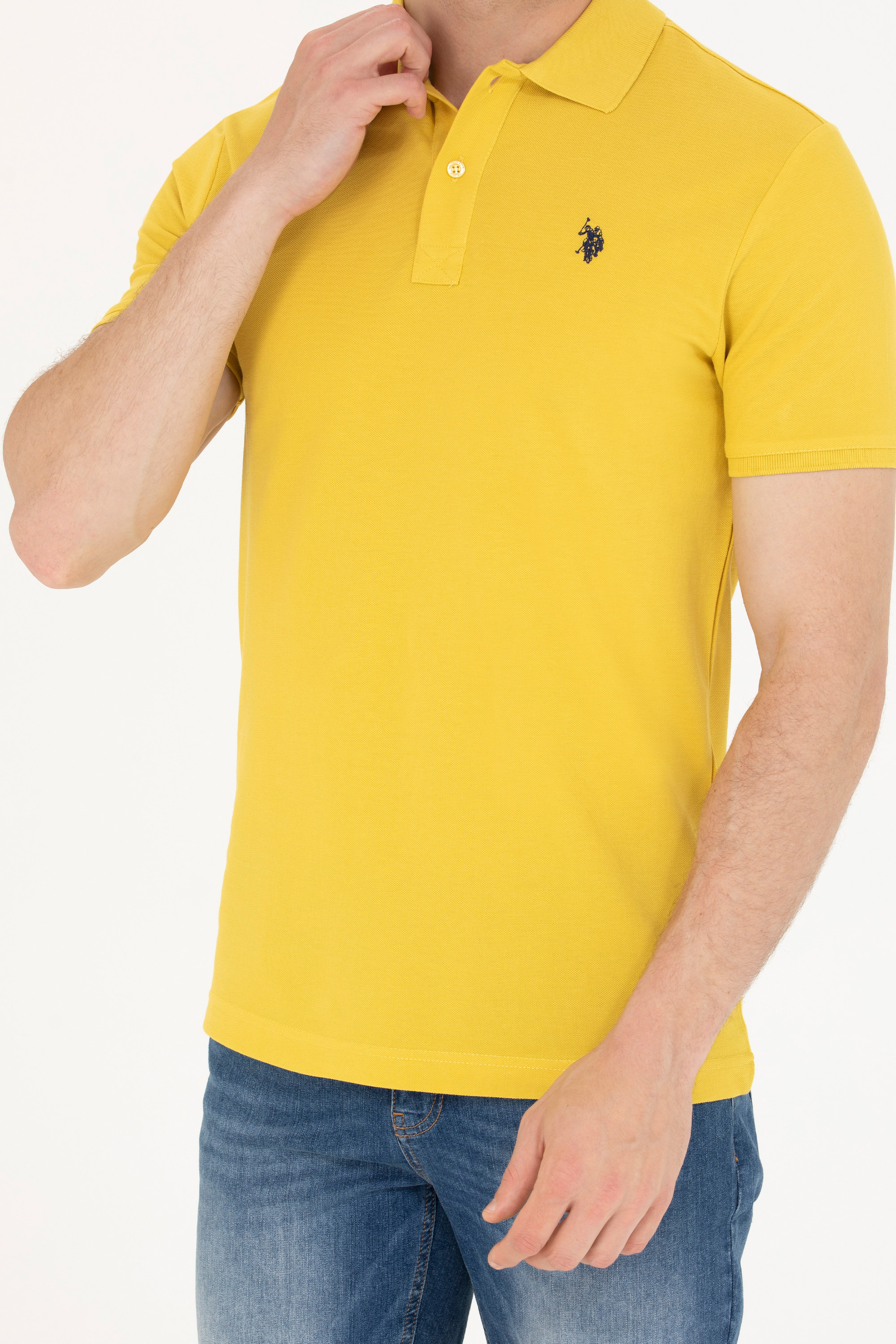 Erkek Safran Polo Yaka Basic T-Shirt - Image 6
