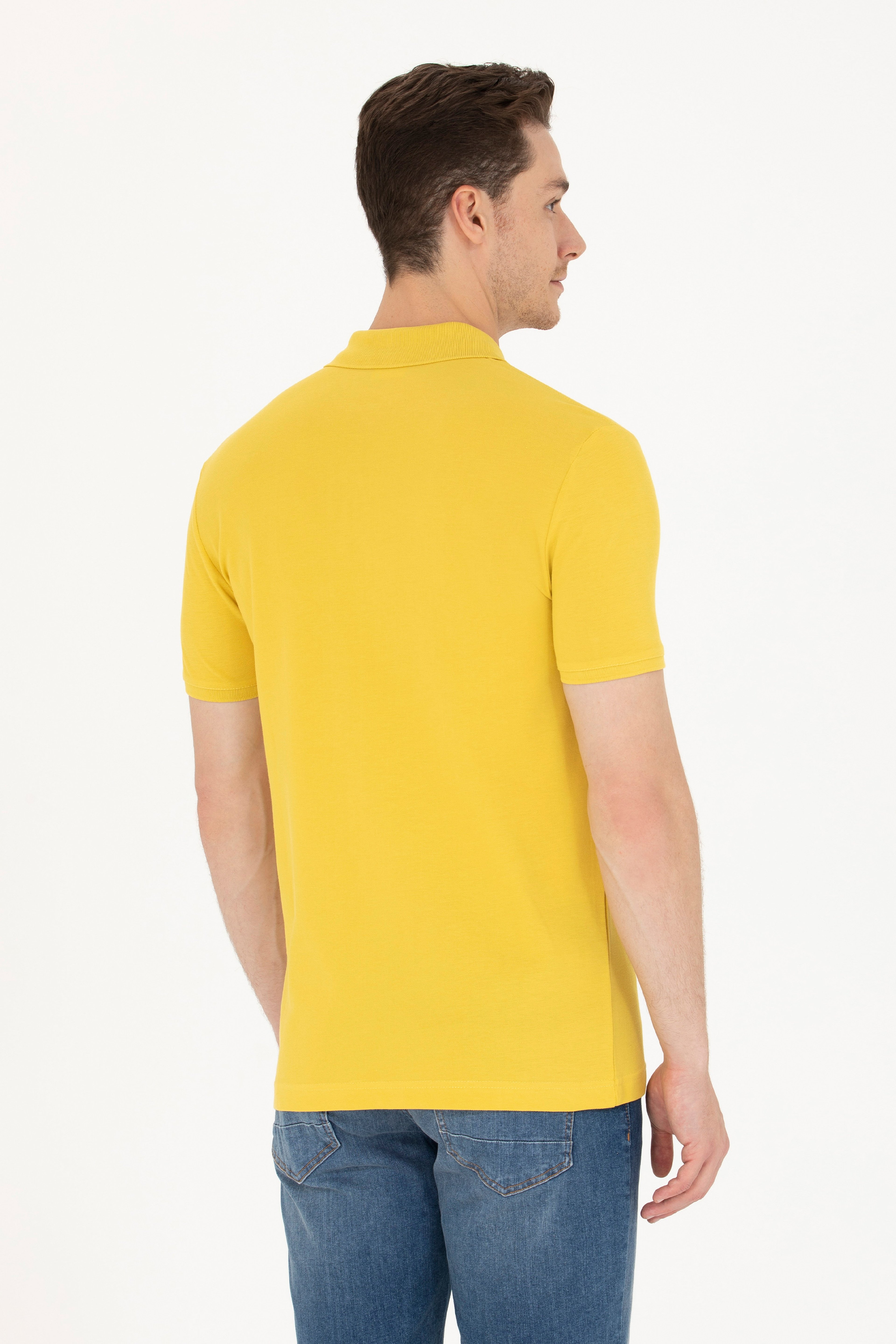 Erkek Safran Polo Yaka Basic T-Shirt - Image 5
