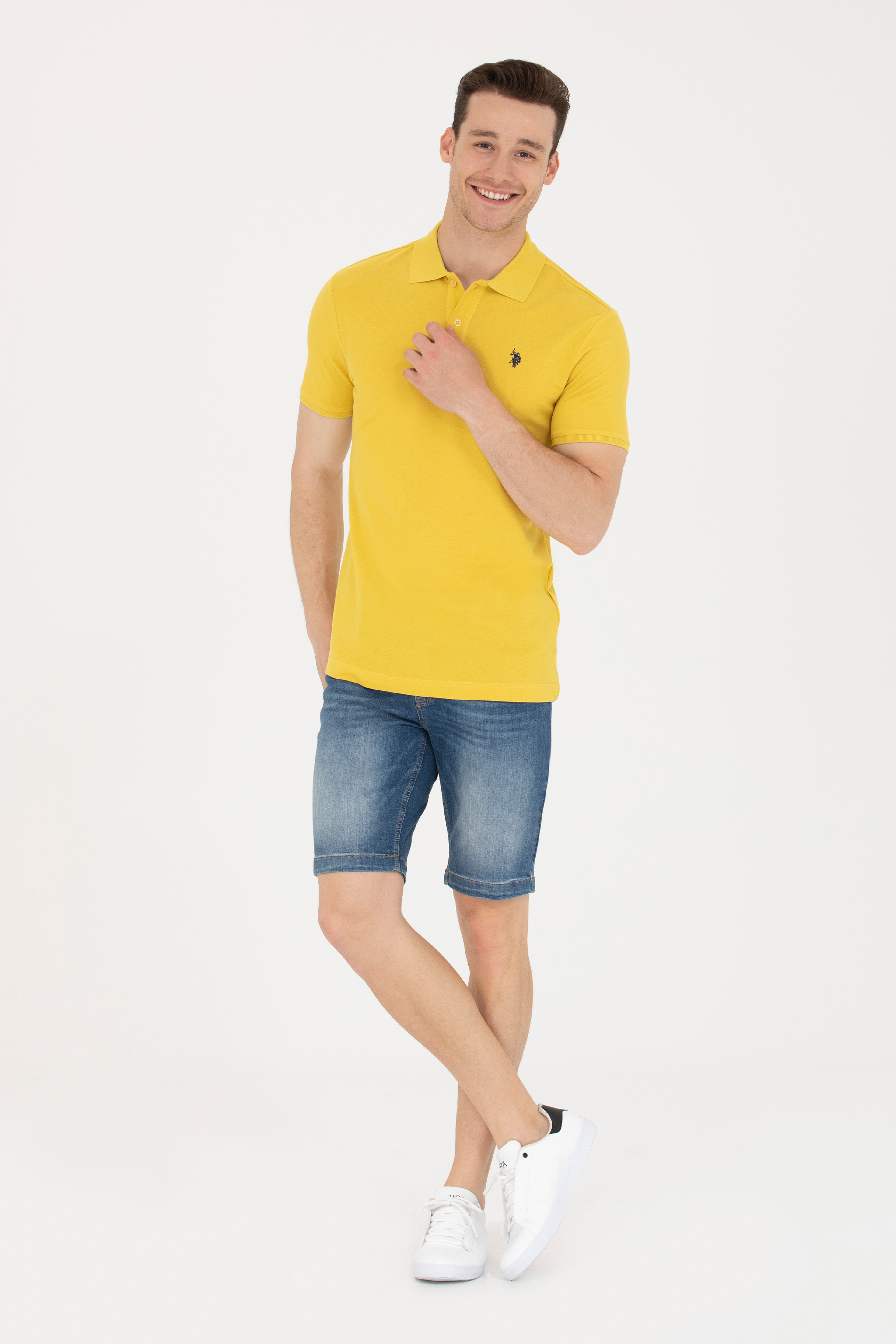 Erkek Safran Polo Yaka Basic T-Shirt - Image 4